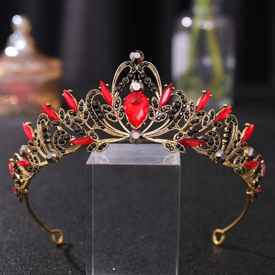 Wedding Crown Gold Tiaras Bridal Headband Red Crystal Tiaras Crowns Crown Bride Headpiece Wedding Hair Accessories