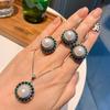 Live Streaming New Emerald Australian Pearl Earrings Rings Necklaces Fairy Style Women's Fashion