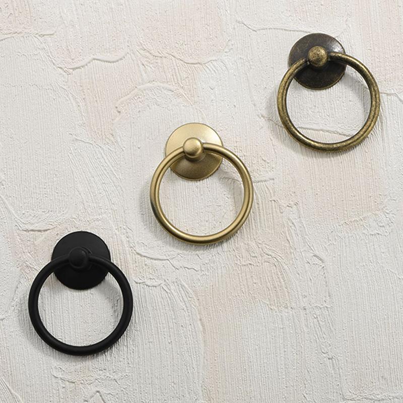 2Pc Vintage Rund Ring Møbel Dør Trekk Håndtak Legering Skap Knotter Håndtak