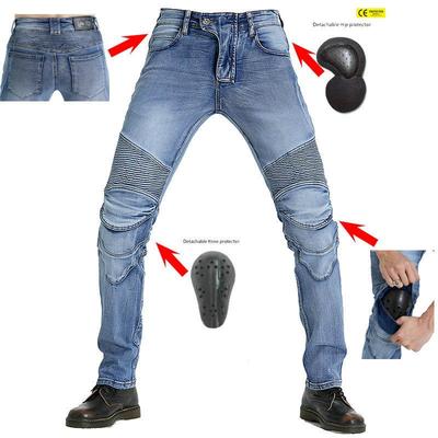 +Motorradjeans Herren+Motorrad Retro+Radhose Racing Sturzsicher Offroad-Hose+Waschblau