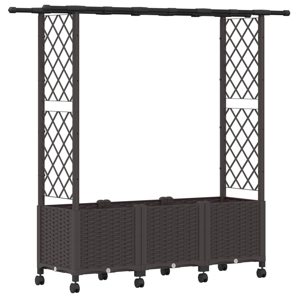 Raised Garden Bed with Trellis and Roof Brown 162.5 X 40 X 142 Cm PP