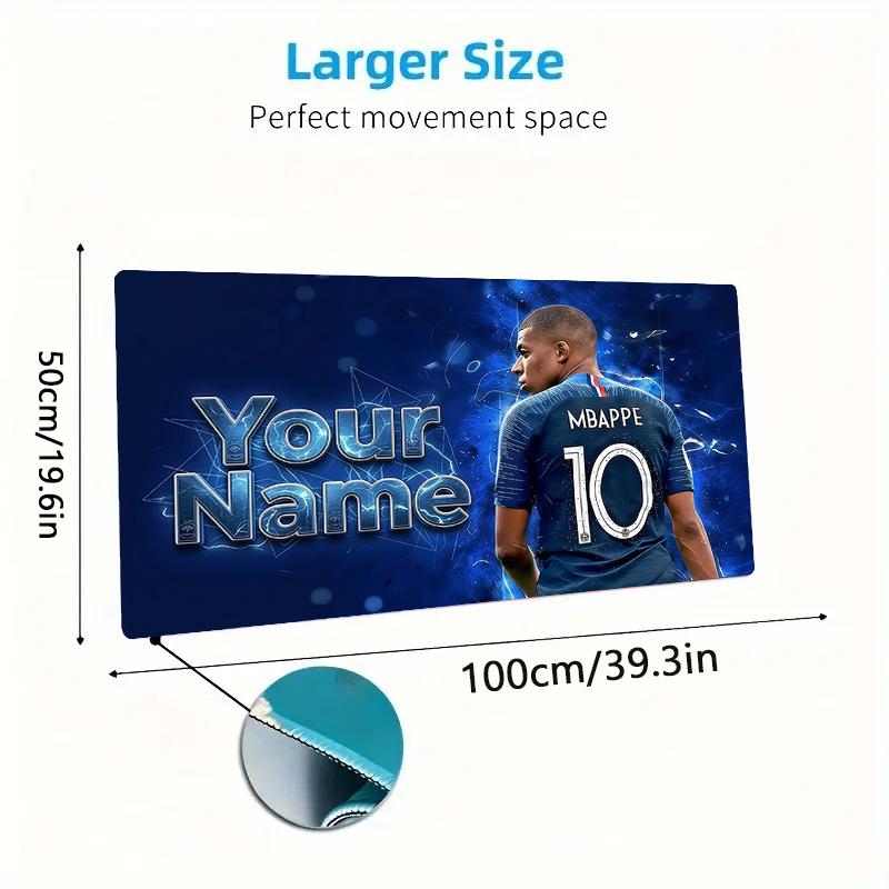 Mbappe Custom Name Large Size Mouse Pad Large Gaming Table Cushion Non-slip Laptop Tablet Big Mousepad XXL Mat Mini PC Playmat With Lock edge