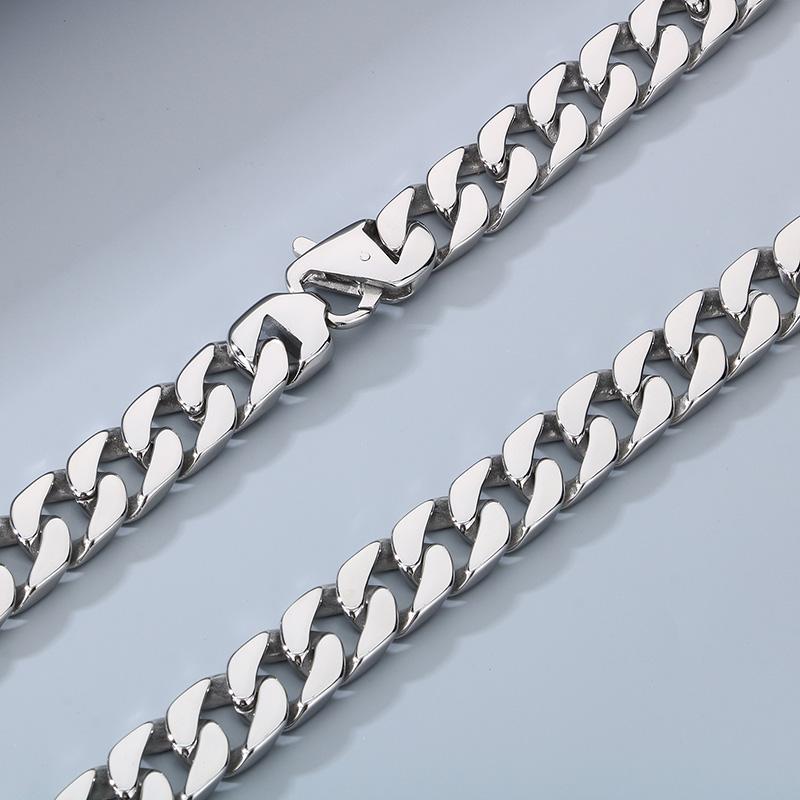 Kalen 15mm Shiny Stainless Steel Necklace For Men Women Hip Hop Colorful Charm Cuban Chain Jewelry Minimalist Golden Bracelet