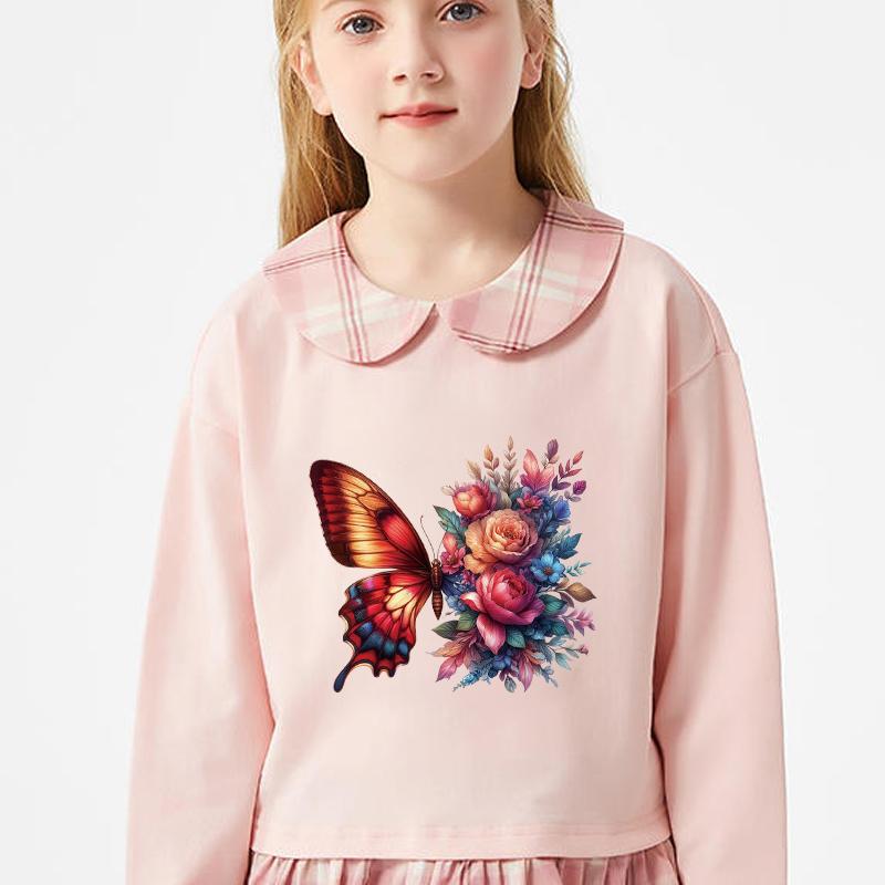 Butterfly Flower Thermal Transfer Vinyl Heat Transfer Sticker Iron On Patch DIY HTV Decal for T Shirts Jeans Kids Outfits