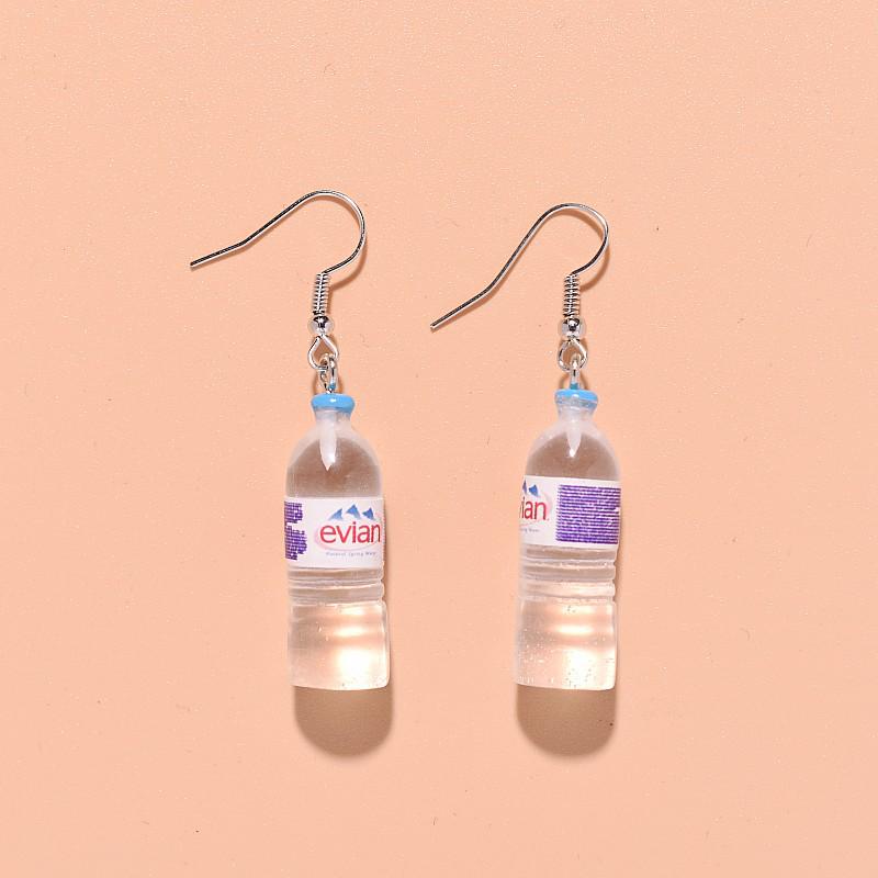 Creative Resin Mineral Water Bottle Dangle Earrings for Women