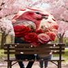1pc Parrot Roses Automatic Folding Umbrella 8 Rib Iron Frame, Compact Portable Umbrella Suitable for Travel, Daily Use, Birthday, Women & Men Gift 080