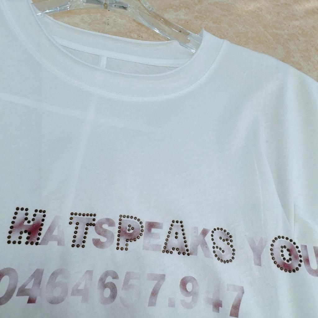 Hot Stamped Letter Print Pure Cotton T-Shirt