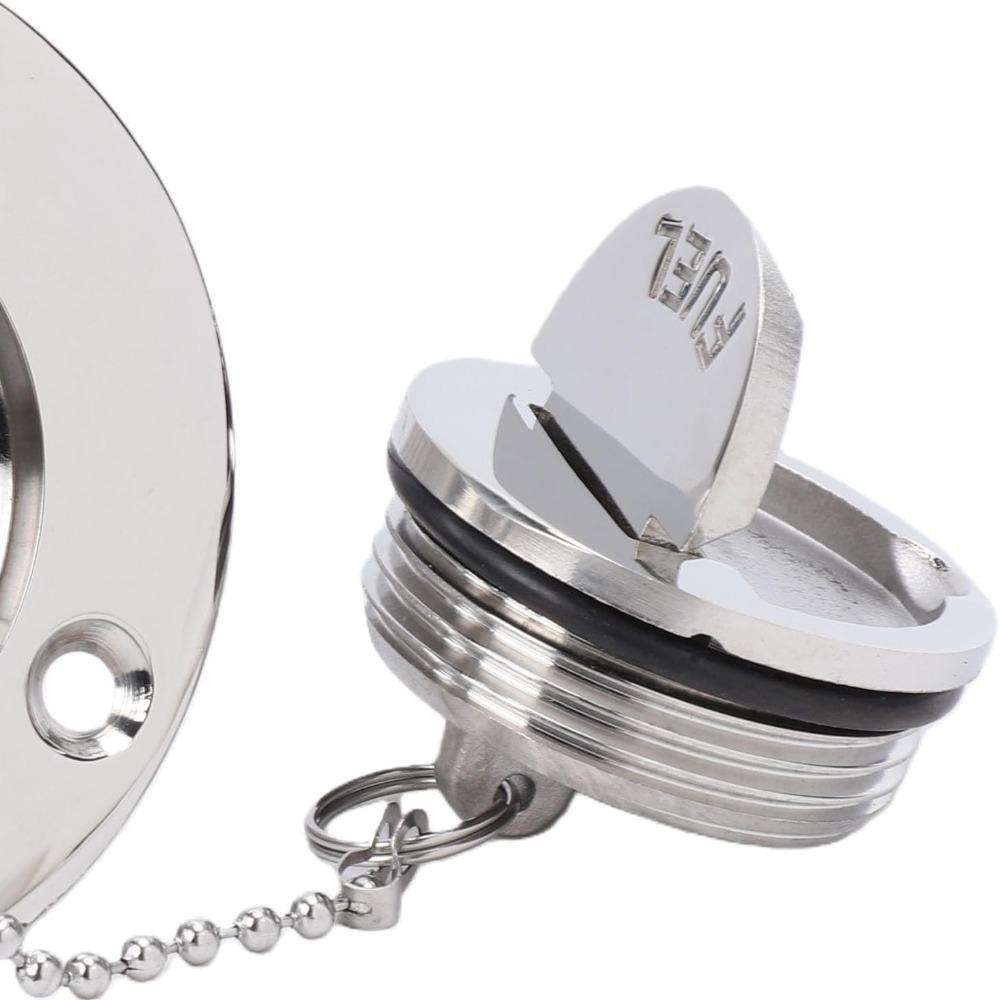 Silver Fuel Deck Fill Stainless Steel Gas Filler Neck Compact Keyless Cap Truck Fuel Inlet Replace