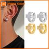 Vnox Men Cross Huggie Hoop Earrings, Copper Micro Paved CZ Inlaid Earrings, Punk Hip‑hop Small Hoop Jewelry for Daily Party Gift