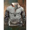 Spring And Autumn New Men'S Long Sleeve Half Zipper Printed Casual Fashion Trend Jacket
