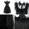 Wednesday Addams Kids Dress Cosplay Costume Party A-shaped Tiered Skirt