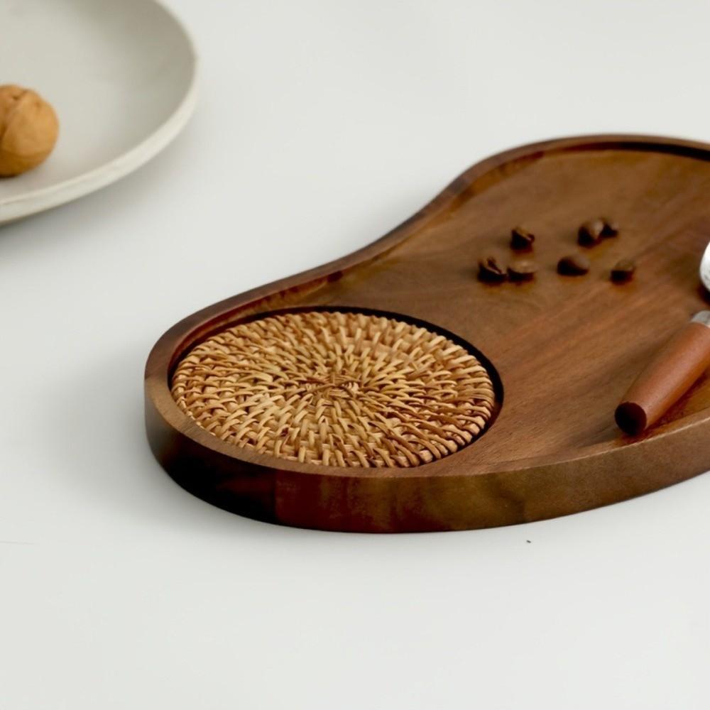 with Coaster Cashew Nut Wood Tray Natural Breakfast Tray Serving Ware Food Dish  Hotel