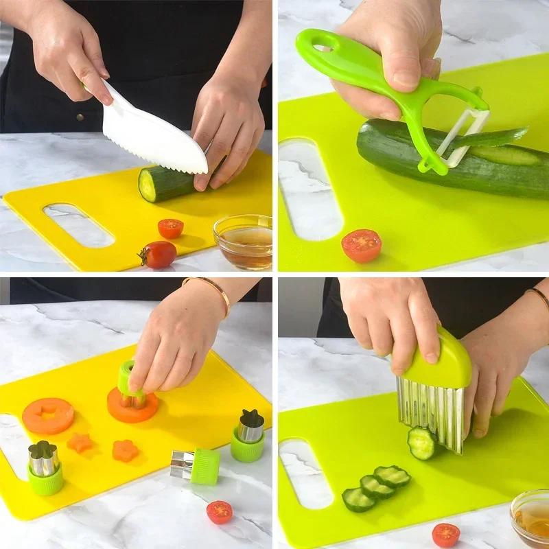 13/17PCS Kids Cooking sets Real Cooking Montessori Kitchen Tools for Toddlers Kids Safe Knives for 2/3/4/5/6/7/8 Year Old