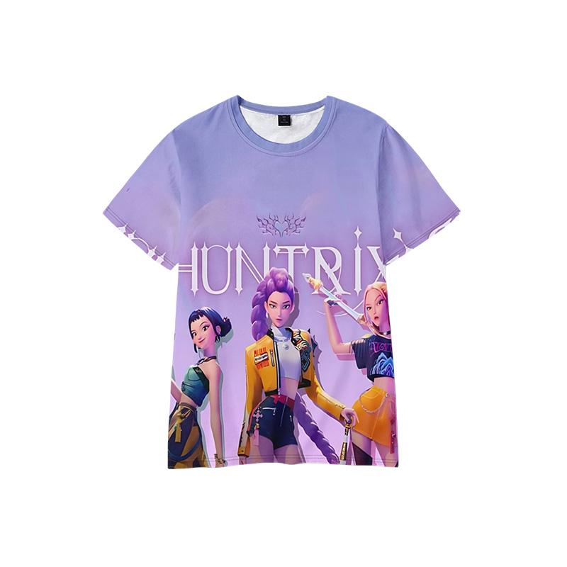 K-Pop Lovci démonů Potisk Tričko Dětské Dívčí Tričko s krátkým rukávem Film Huntrix Milovníci Fanouškovské Oblečení Dětský Cosplay Kostým