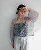 Casual tulle layered blouse for light gray [Green Parks] women,