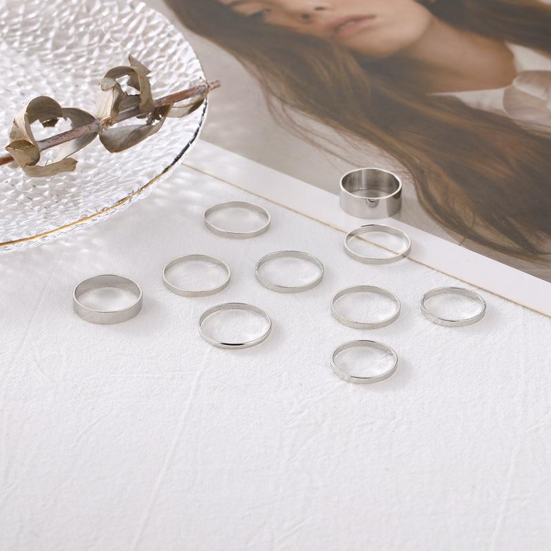 Ring Creative Fashion Style Thick Plain Ring Ring 10-Piece Joint Ring Women
