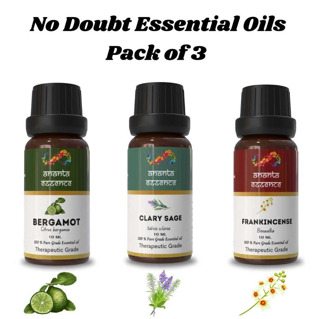 Ananta No Doubt Essential Oil Combo – Bergamot, Clary Sage & Frankincense Aroma Oils (10 Ml × 3)