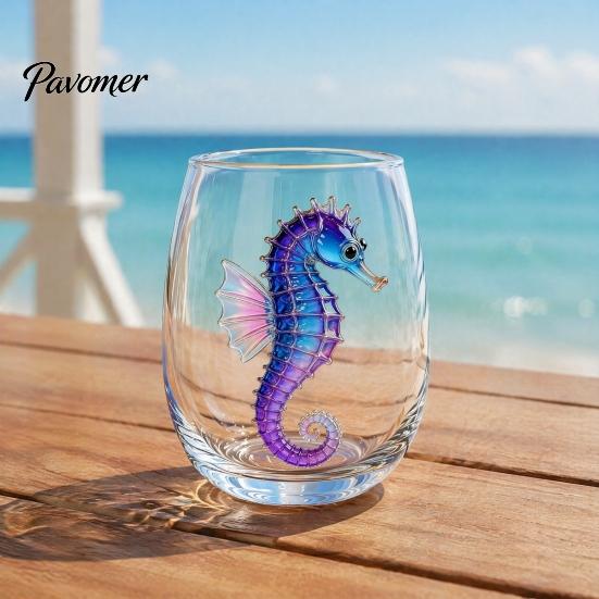 Unique Sea Creature Drinkware Octopus Stemless Wine Glass, 3D Marine Animal Printed Bar Shape Cocktail Cup Borosilicate Glassware, for Cocktails