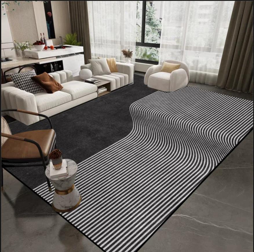 Grey Luxury Modern Carpet for Living Room Decoration Washable Rugs Bedroom Bedside Rug Anti Slip Cloakroom Floor Mat Large Size