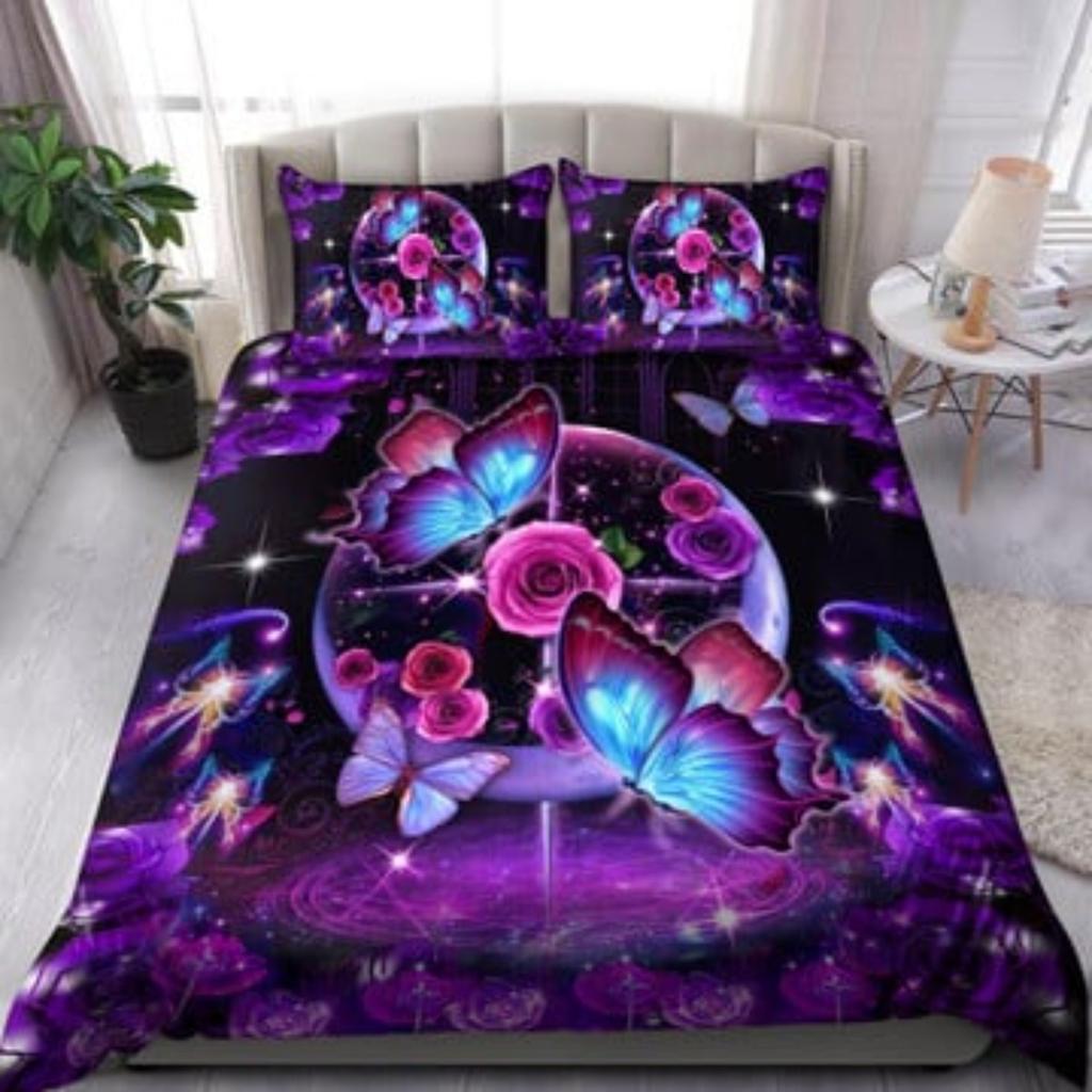 Quilt Cover Set Tmarc Tee Personalized Name Purple Butterfly Bedding Set