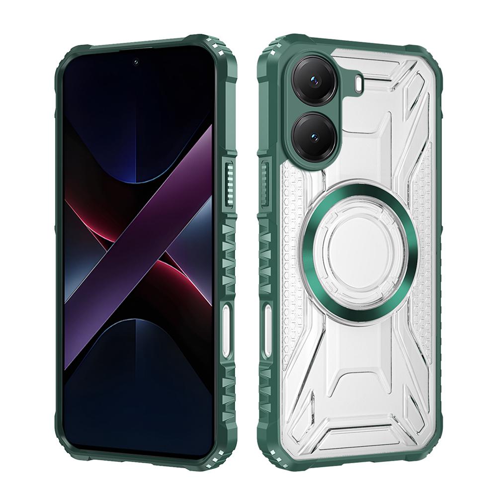 KEYSION Transparent Magnetic Case for OPPO A6x 4G 5G Soft Silicone+PC Heavy Duty Shockproof Phone Back Cover for OPPO A6t 4G 5G
