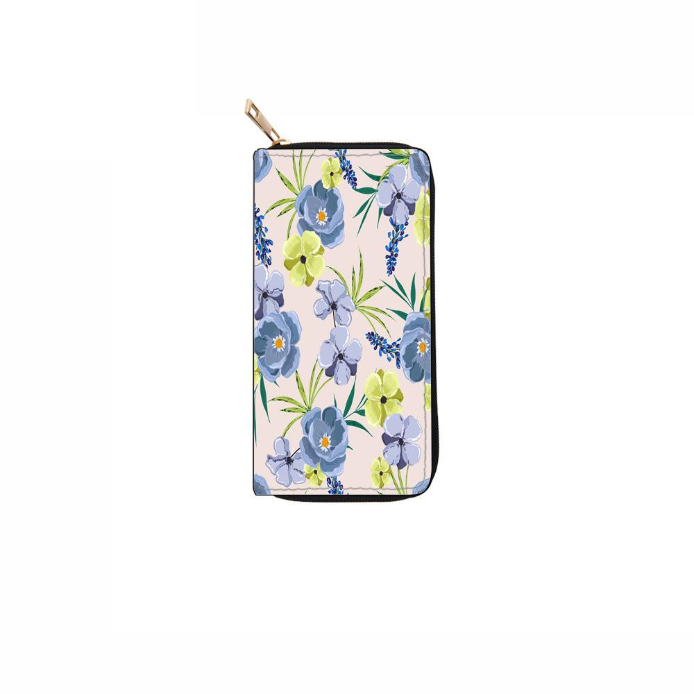 Dai TEMU ethnischer Stil kleine florale lange Reißverschluss-Geldbörse Blumen-Kupplungsbeutel