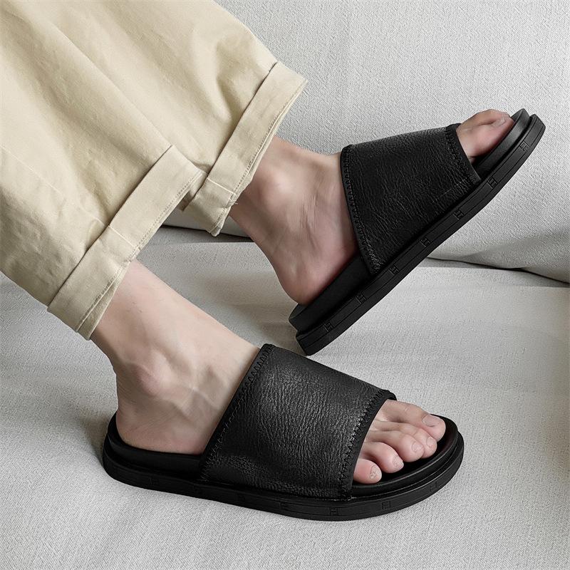 Men's lightweight outer wear high-end summer non-slip sandals soft-soled thick-soled outdoor one-word beach shoes 371249-J