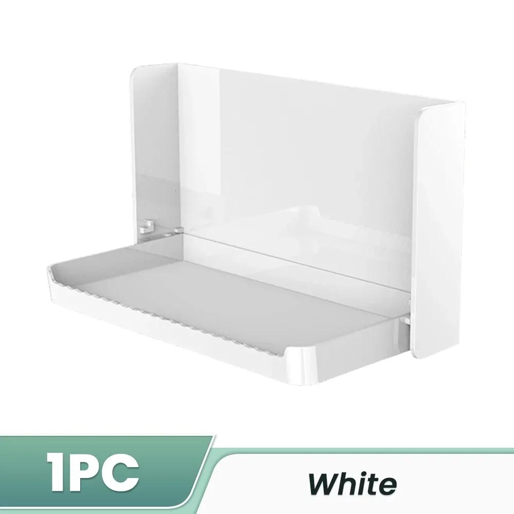 

Складная настенная полка, полка для косметики без отверстий, держатель для телефона, пульт дистанционного управления, полка для хранения полотенец, органайзер для ванной комнаты белый