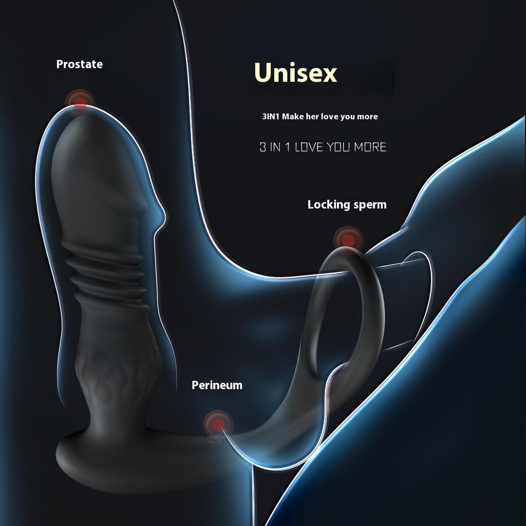 Dildo Espandibile Massaggiatore Prostatico Vibratore per Pene Anello di Blocco per Ritardare l'Eiaculazione Giocattolo Sessuale in Silicone per Uomini