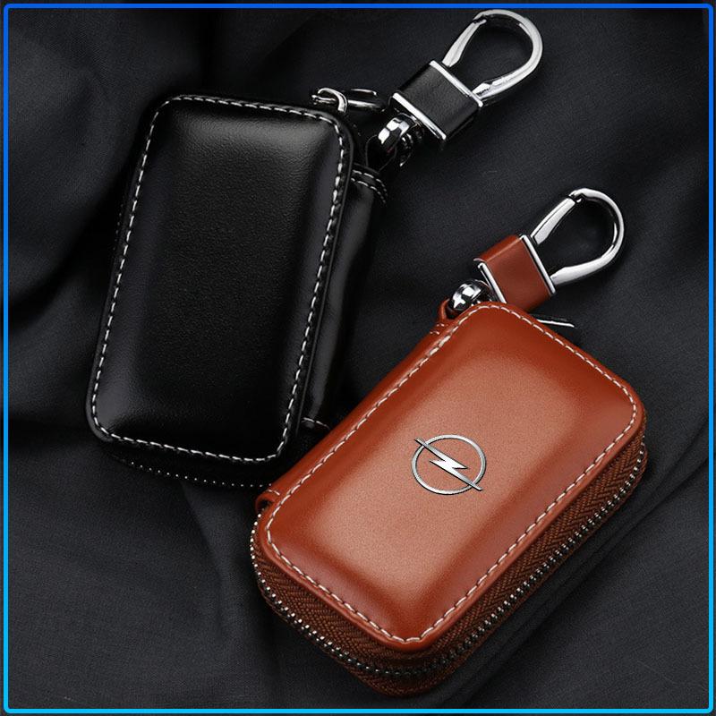 Leather Car Key Case Keychain Zipper Key Case Bag Accessories For Opel Astra H G Corsa Insignia Astra Antara Meriva Zafira Interior