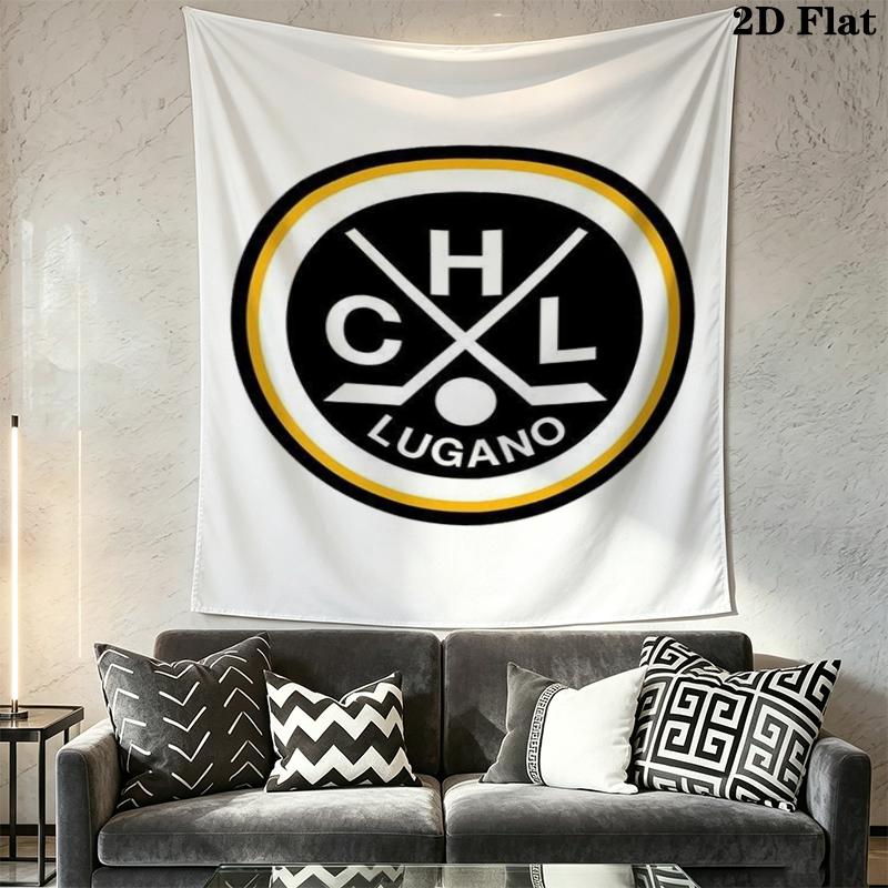 Hockey Club Lugano Wall Tapestry Aesthetic Wall Hanging Printed Fabric Blanket Decorative Tapestries for Bedroom Living Room Home Decor