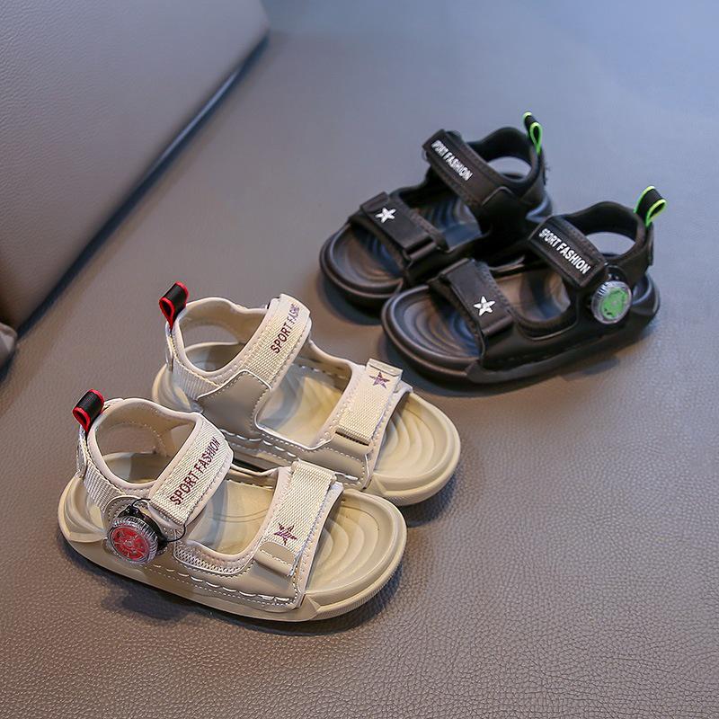 Korean Style Boys' Open Toe Summer Casual Breathable Non-Slip Soft Sole Beach Sandals 2026