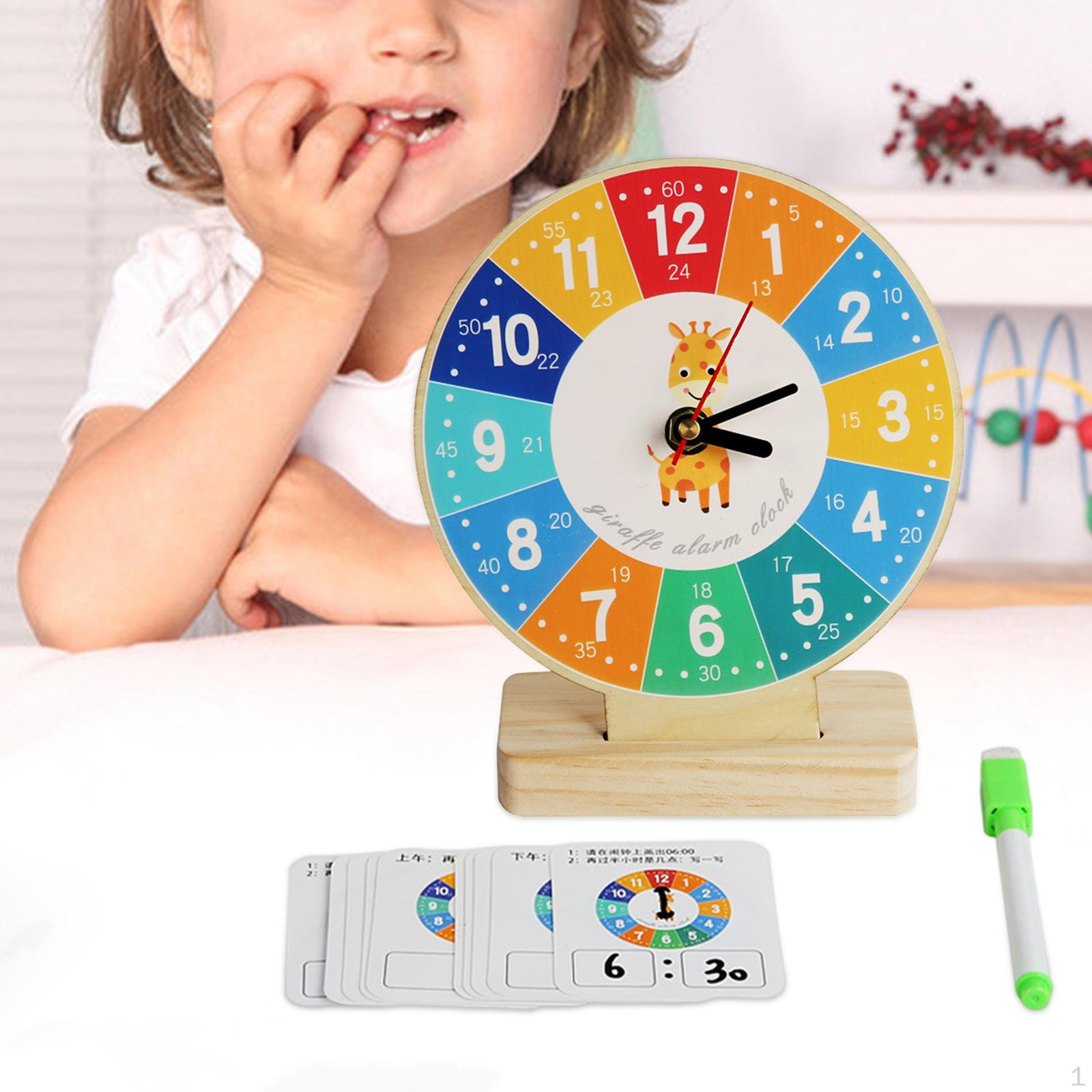 Colorful Wooden Clock Toy for Kids - Educational Gift Learning Time electric