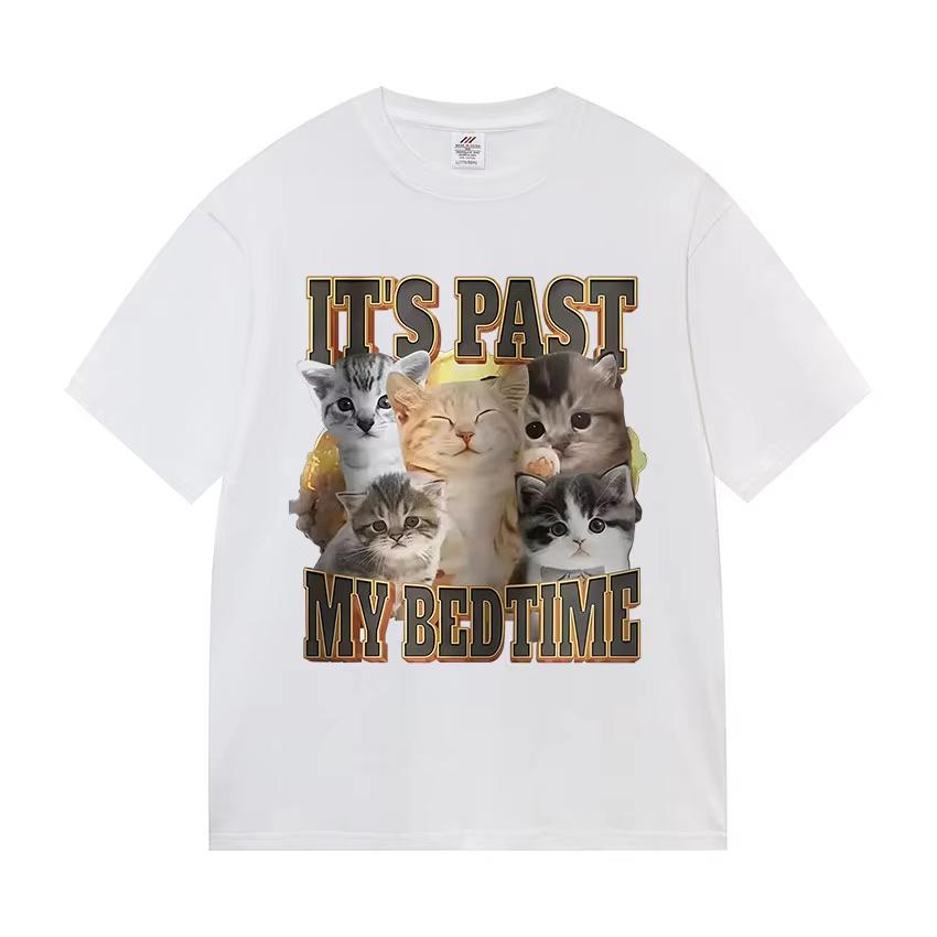 Funny Cat Graphic Print T Shirt Gang Cat Cool Hip Hop Short Sleeve Tshirts Mens Vintage High Quality Oversized Cotton Tees Top
