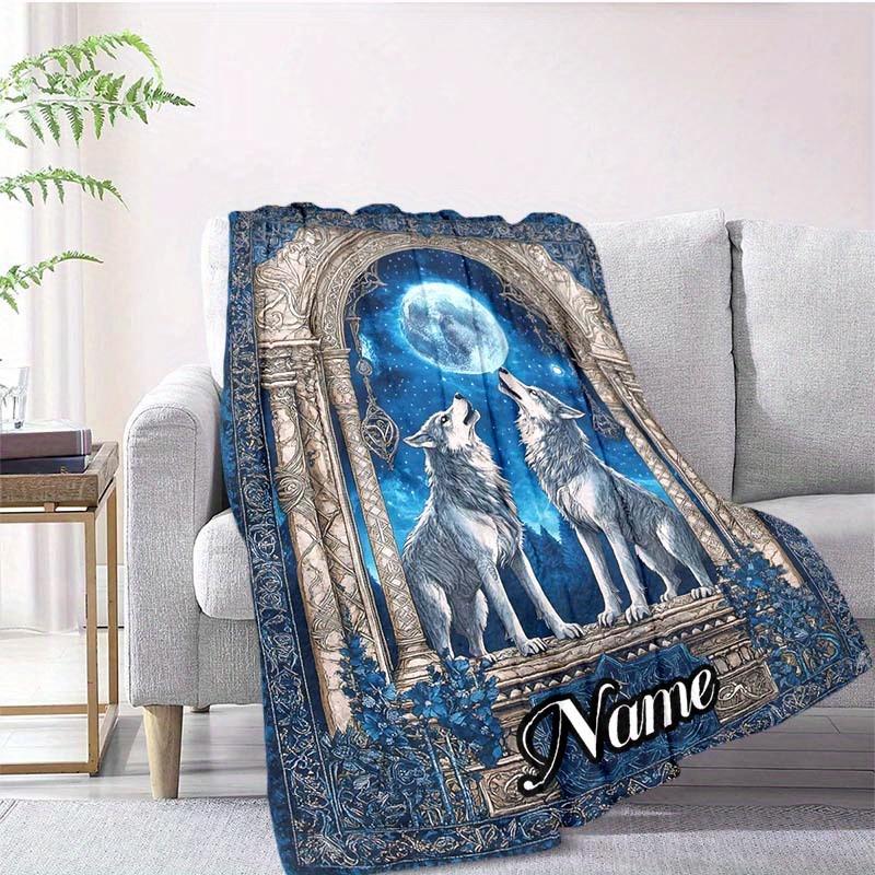 Howling Wolf Customize Your Name Blanket Warm Comfortable And Soft Blankets Are Suitable For Home Lunch Break Blanket Office Sofa Sofa Gift To