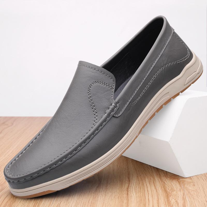 

Men s Doudou shoes cowhide foot cover soft sole loafers beef tendon sole one pedal casual leather shoes soft sole dad shoes 44