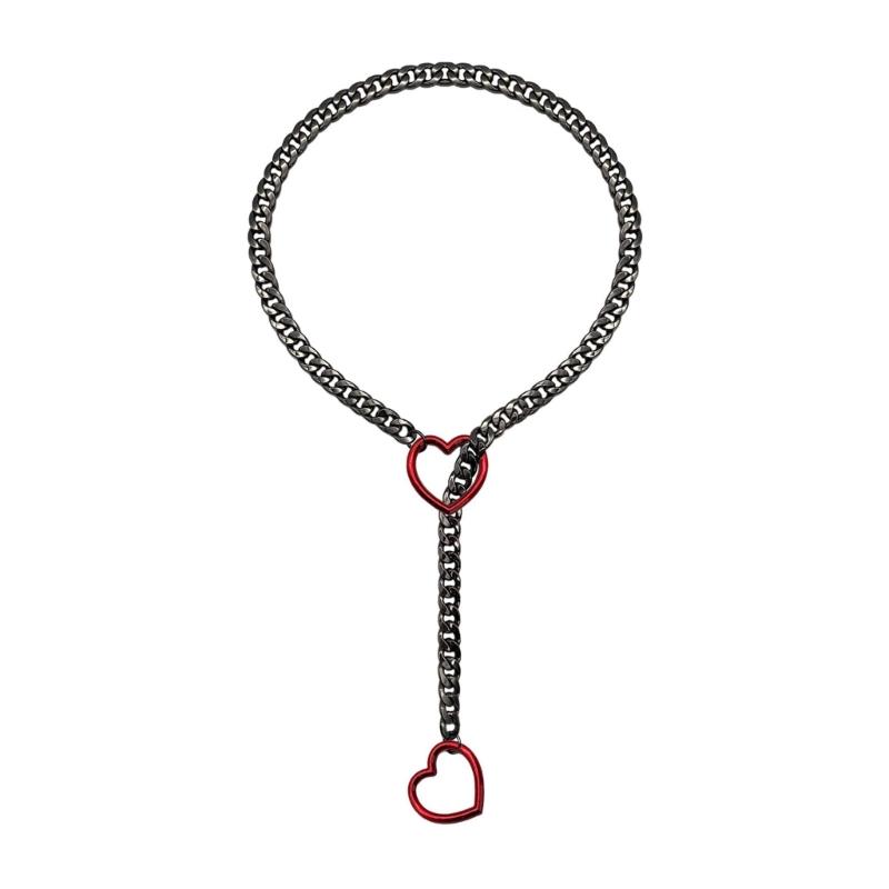 Punk Rock Heart Pendant Necklace Hip Punk Rock Inspired Necklace with Adjustable Heart Charm Stylish Neck Chains