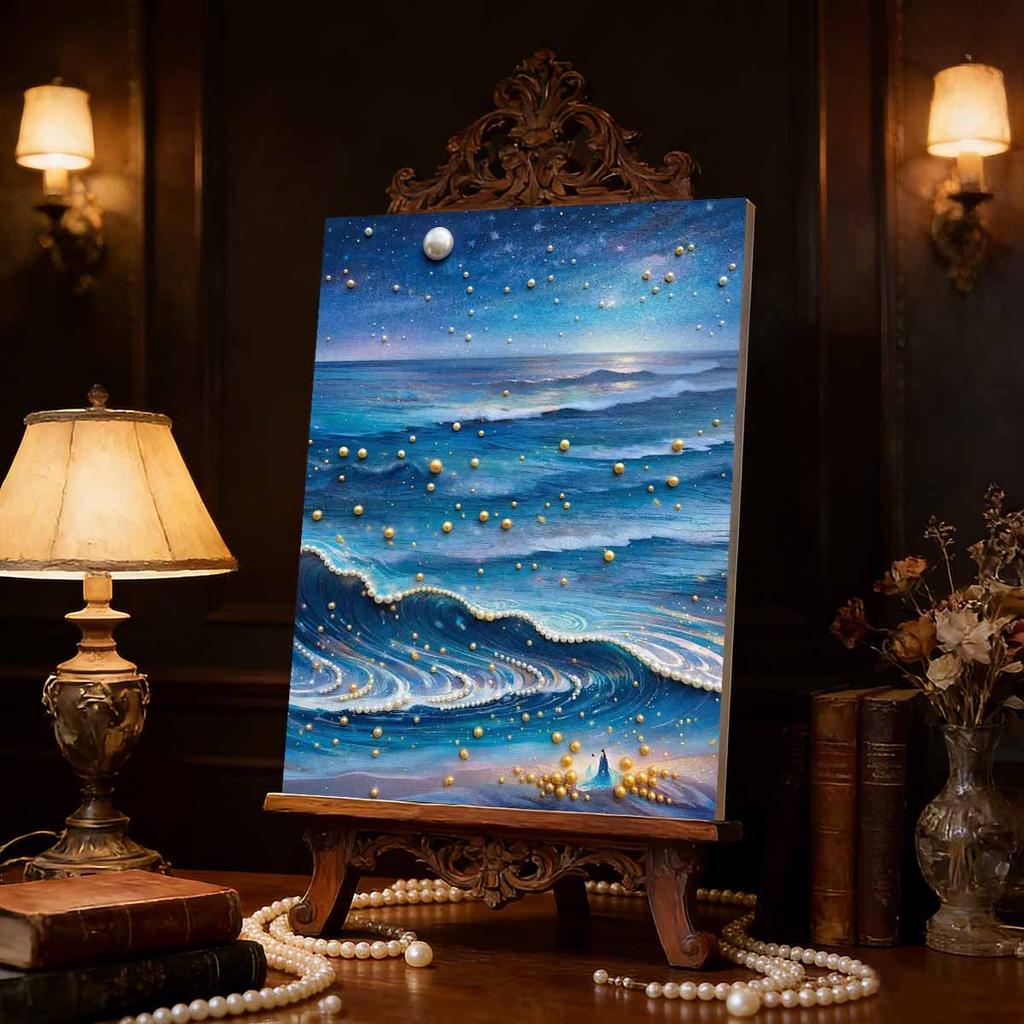 DIY Pearl Painting Set Wave Pattern Home Decoration Handmade Sticky Diamond Creative Canvas Pearl Art Painting Crafts Perfect Gift