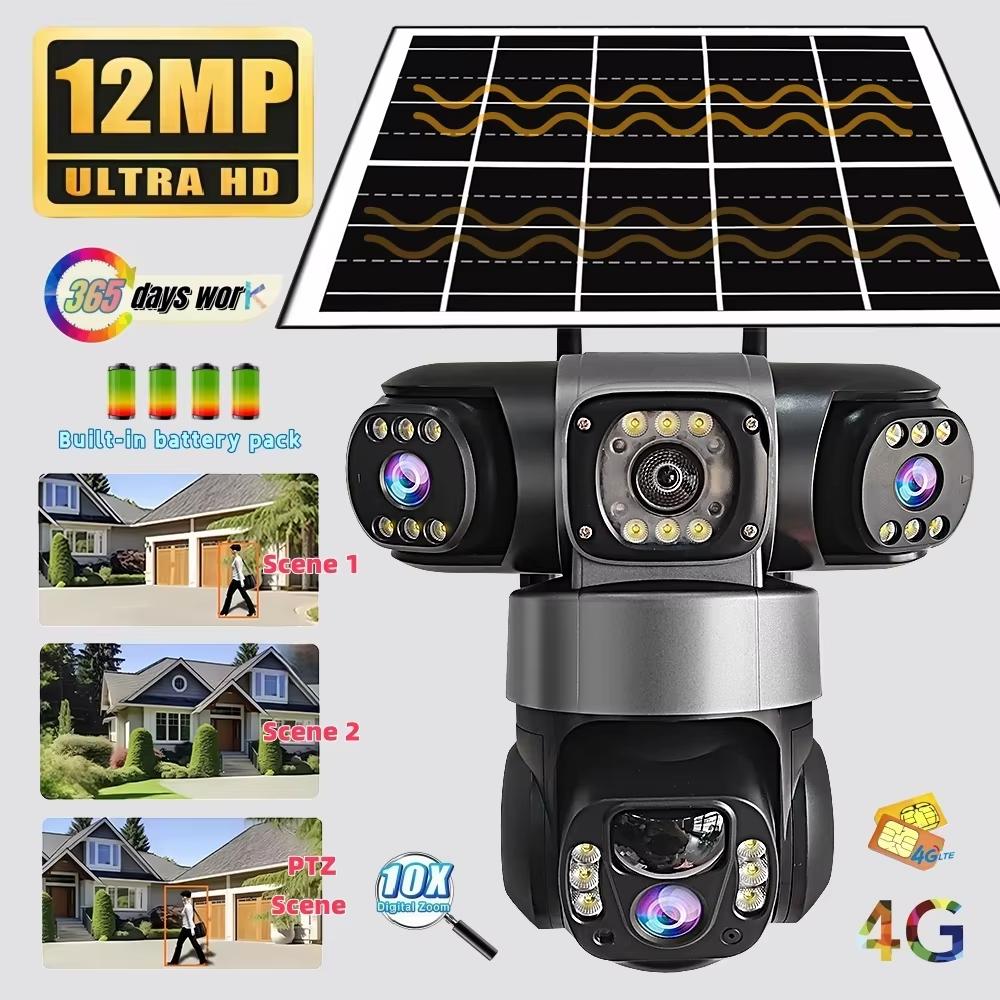 LS VISION Outdoor 4G Solar Camera,6K Battery Powered PTZ 12MP Security Camera for Home PIR Motion Detection Color Night Vision CCTV