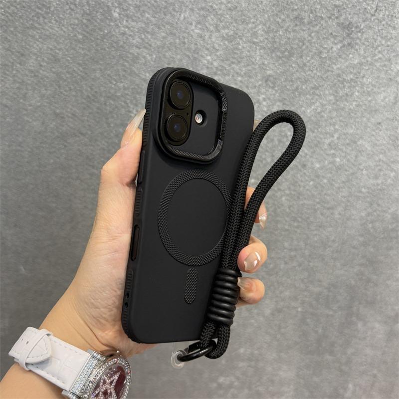 Luxury Kickstand Stand With lanyard Magsafe Phone Case For iPhone 11 12 13 14 15 16 Pro Max Plus Magnetic Soft Bumper Back Cover