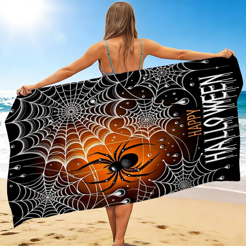 1Pc Halloween Spider Web Beach Towel Quick Dry Multiuse For Beach Pool Gym Yoga Home Travel Christmas Halloween Xmas Gift G1131
