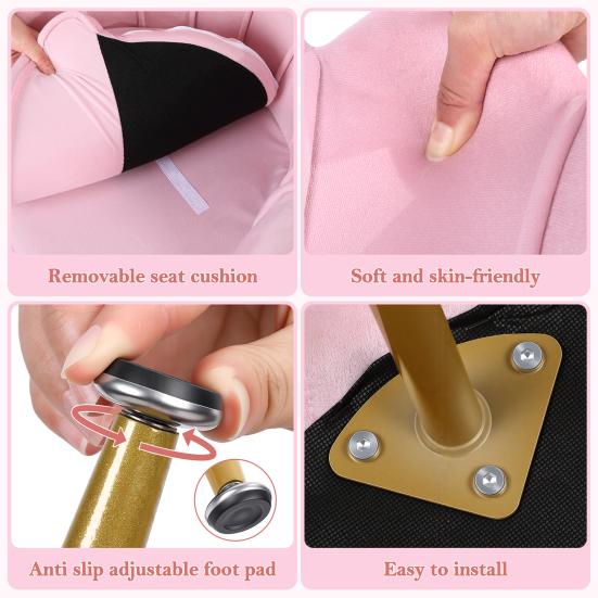 Stabiler Akzentstuhl mit goldenen Beinen, Samt mit Metallbeinen, Muschelförmige Rückenlehne, Schminktisch-Sessel, Polsterter Gästesessel, für Zuhause, Büro, Wohnzimmer, Schlafzimmer