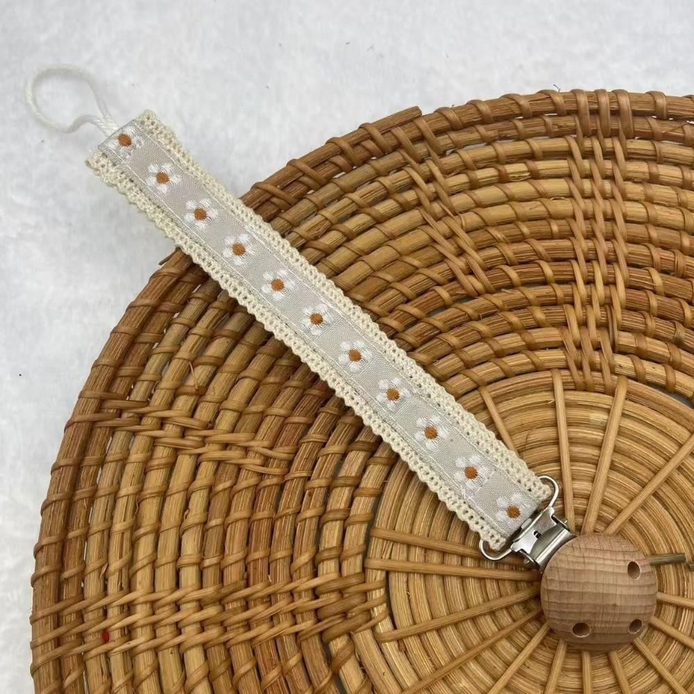 Spitze Blumenmuster Dummy-Brustwarzenhalter PP Stickerei Schnullerclips Mädchen