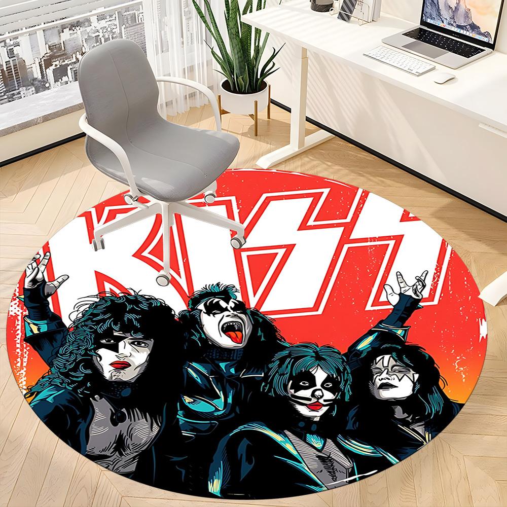 1pc KISS Band Office Round Area Rug, Under Office Chairs Bedroom Living Room Home Decor a0926069