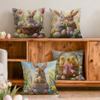 Easter Themed Flowers Cushions Pillowcase Polyester Cushion Cover Throw Pillow Pillowcover Home Car Sofa Decor
