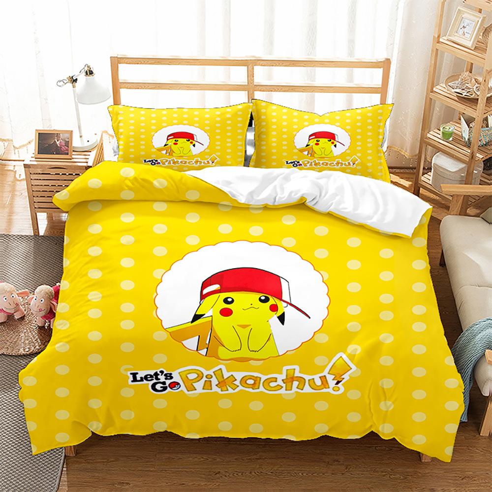 3D Digital Printing Quilt Cover, Pillowcase, Bedding, Cartoon Three-Piece Set, Home Textile Four-Piece Set