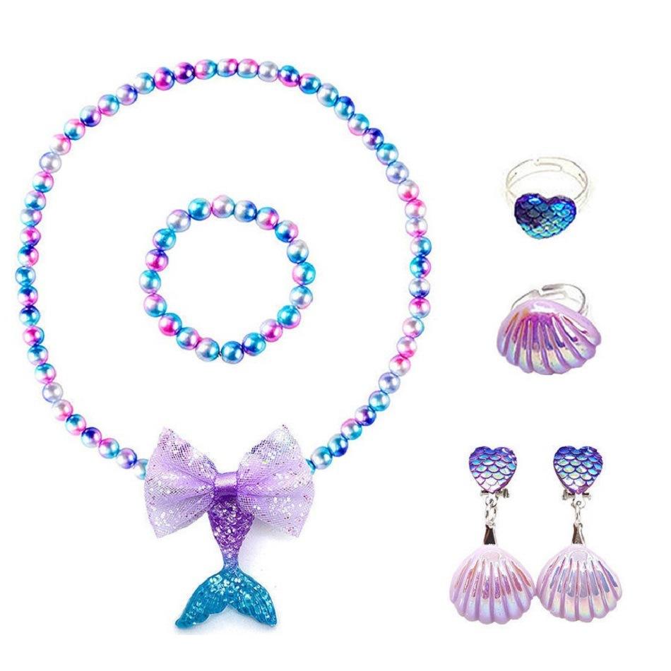 Children'S Princess Crown Accessories Necklace Set Bag Accessories Mermaid Generation Children'S Birthday Gift Jewelry