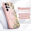 Magnetic For Magsafe Case For Samsung Galaxy S26 Ultra S25 Edge S24 Plus S23 FE S22 A54 A55 A56 5G Flower Garden Pattern Matte Cover