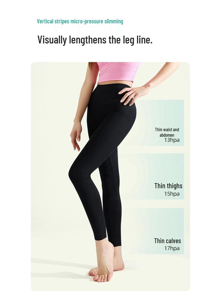 Hochtaillierte Slim-Fit Leggings mit vertikalen Streifen - Damen Elastische Neun-Punkte-Hose für Herbst- und Winterbekleidung