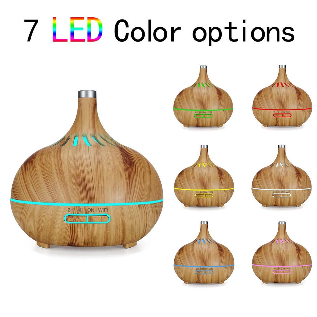 Smart WiFi Hotel Aroma Diffuser with Wood Grain Design: Hollow Translucent Humidifier and Home Atomizer